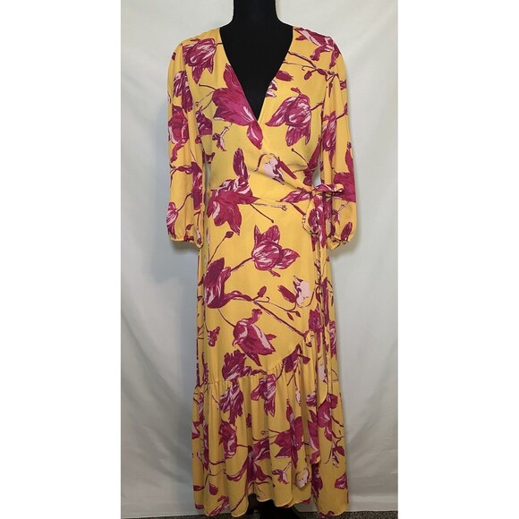 COLOR ME COURTNEY Eleanor Colorful Romantic Feminine Wrap Dress Floral M - Picture 4 of 9